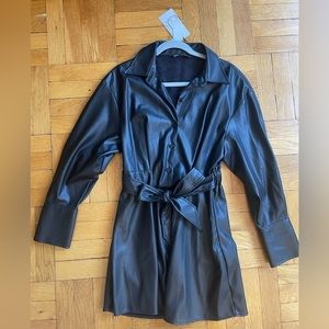 Zara belted faux leather dress BRAND NEW